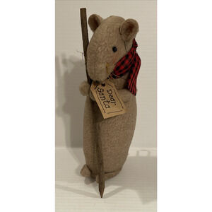 Pearsons Simply Primitive Felt Mouse Dear Santa Standing Weighted Bottom Scarf